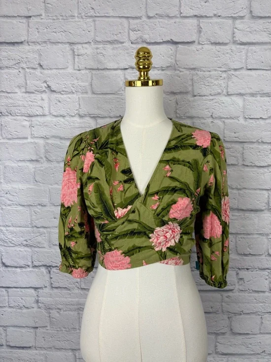 AGUA BENDITA X Target Peony Print Tie Wrap Top size M - Picture 2 of 6